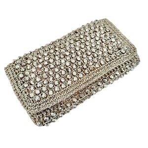 Barbara Lee Vintage Crocheted Beaded Clutch Women's 8" Silver Evening‎ Holiday